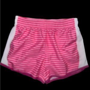 ☠️5/$20☠️DANSKIN NOW | GIRLS PINK ATHLETIC COLORBLOCK STRIPED SHORTS LARGE